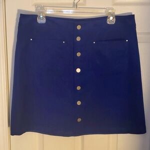 Blue suede mini skirt